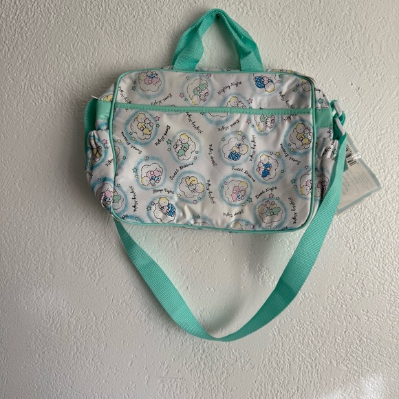 Vintage 90s Diaper Bag Cudlie White Green Stars Sleeping Baby Sweet Dreams NWT - Picture 6 of 10